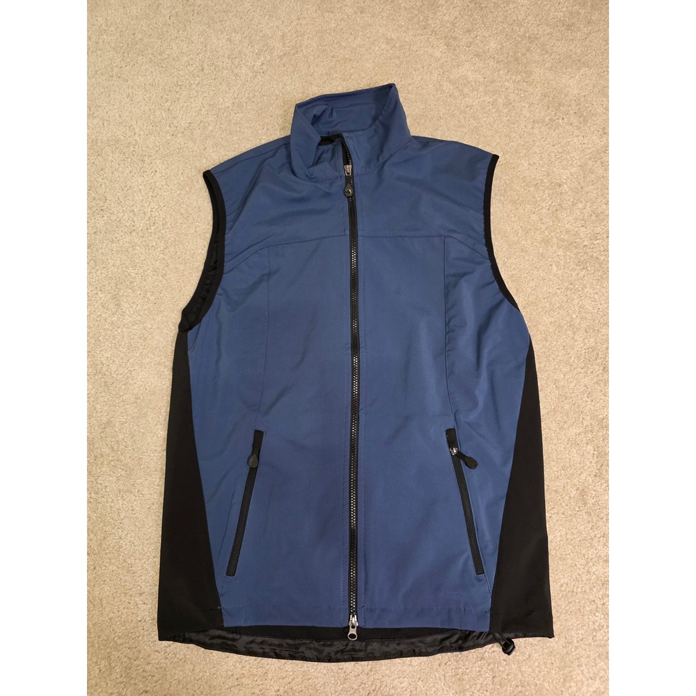 North End Mens Softshell Vest Blue Black Full Zip Stretch Activewear Small